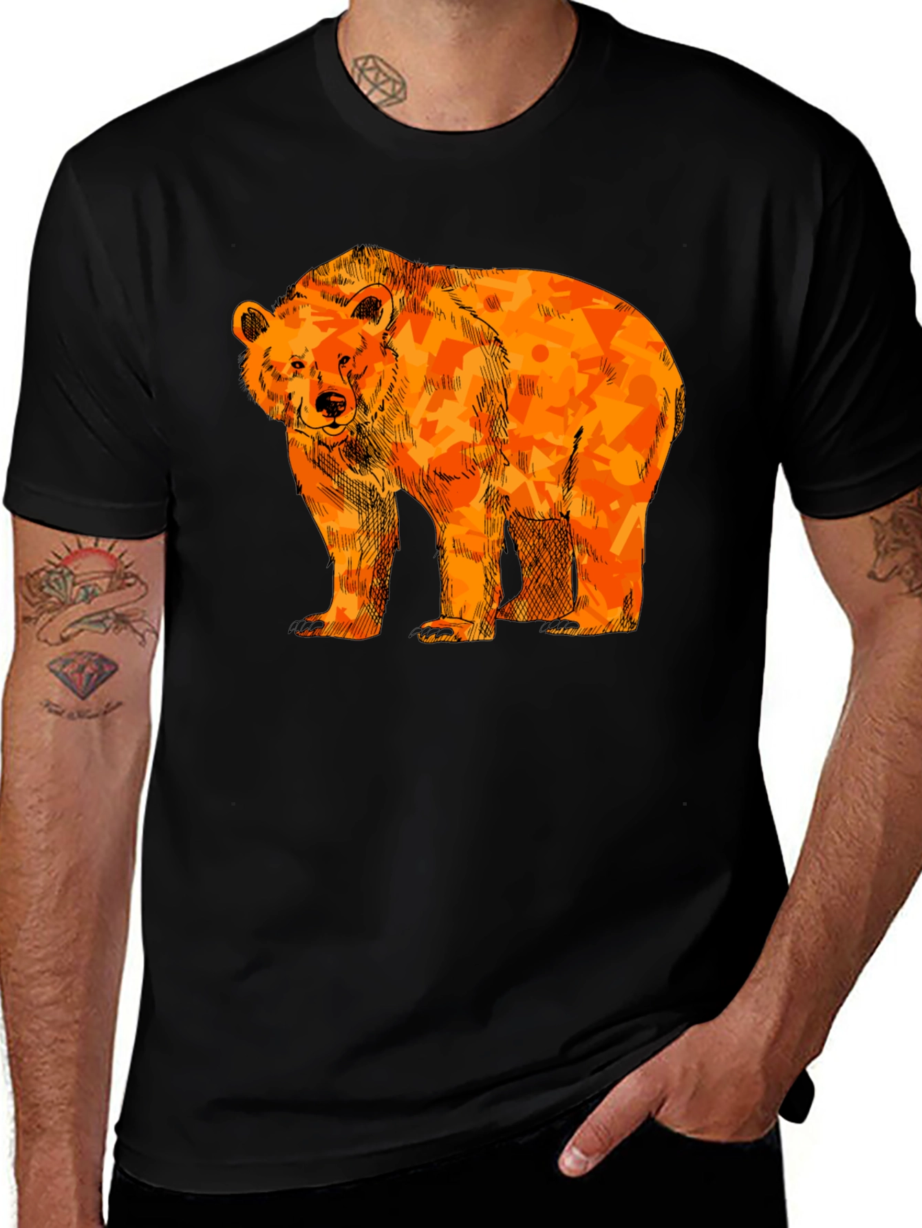 Variant 26 of Geometric Bear Graphic Tee - Black