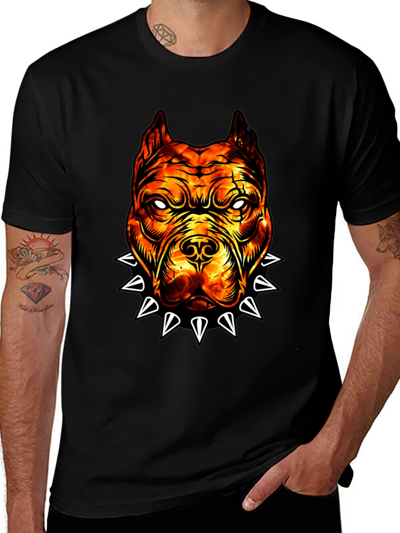 Variant 20 of Fiery Bulldog Graphic Tee - Edgy Streetwear