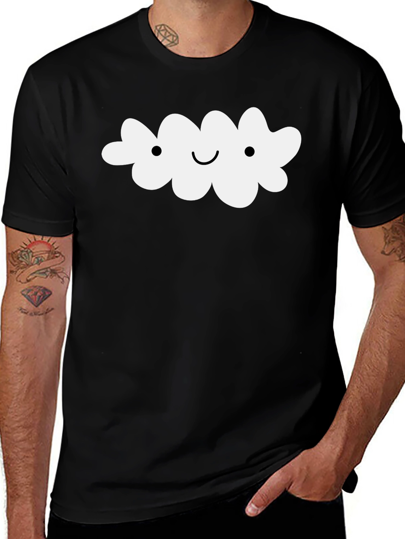 Cute Cloud Graphic T-Shirt - Black Cotton Tee