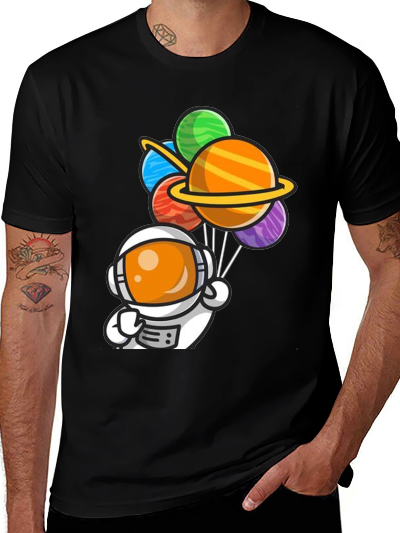 Variant 6 of Astronaut Planet Balloons Graphic Tee
