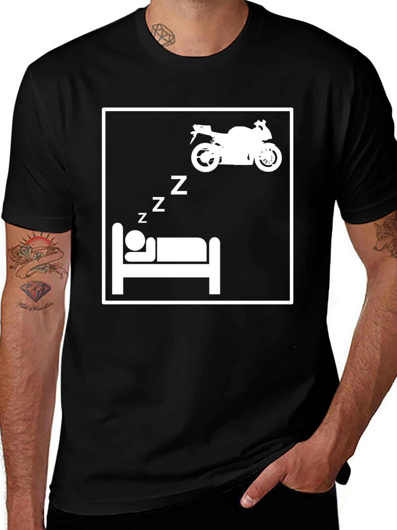 Variant 5 of Motorcycle Dreams T-Shirt - Black Graphic Tee