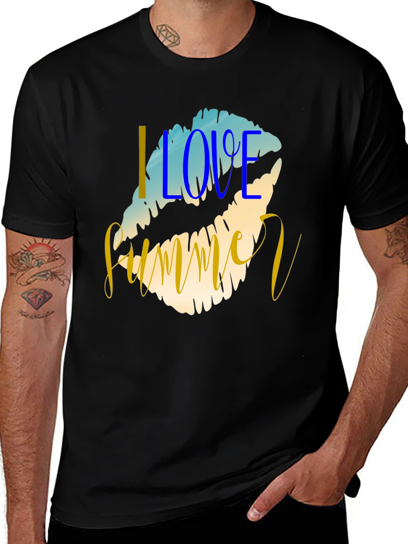 Variant 19 of I Love Summer Graphic Tee - Black Casual T-Shirt