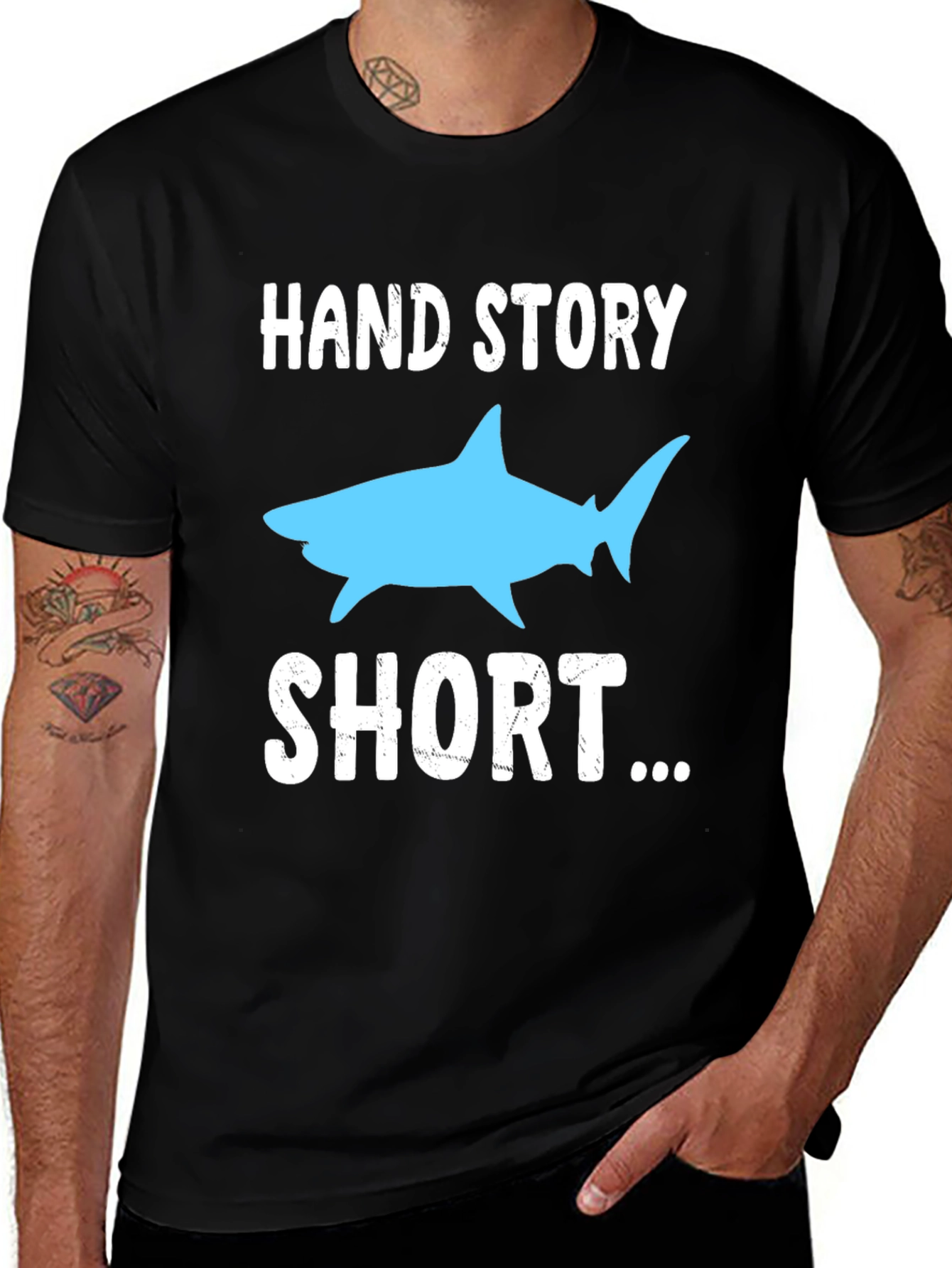 Variant 4 of Hand Story Short Shark T-Shirt | Funny Novelty Tee