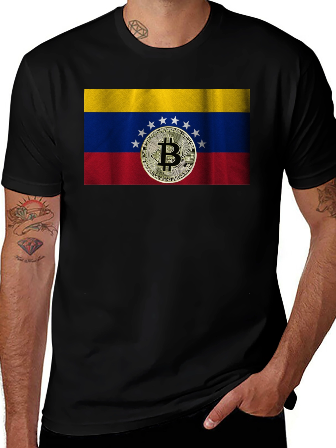 Variant 27 of Venezuela Bitcoin Flag Graphic T-Shirt