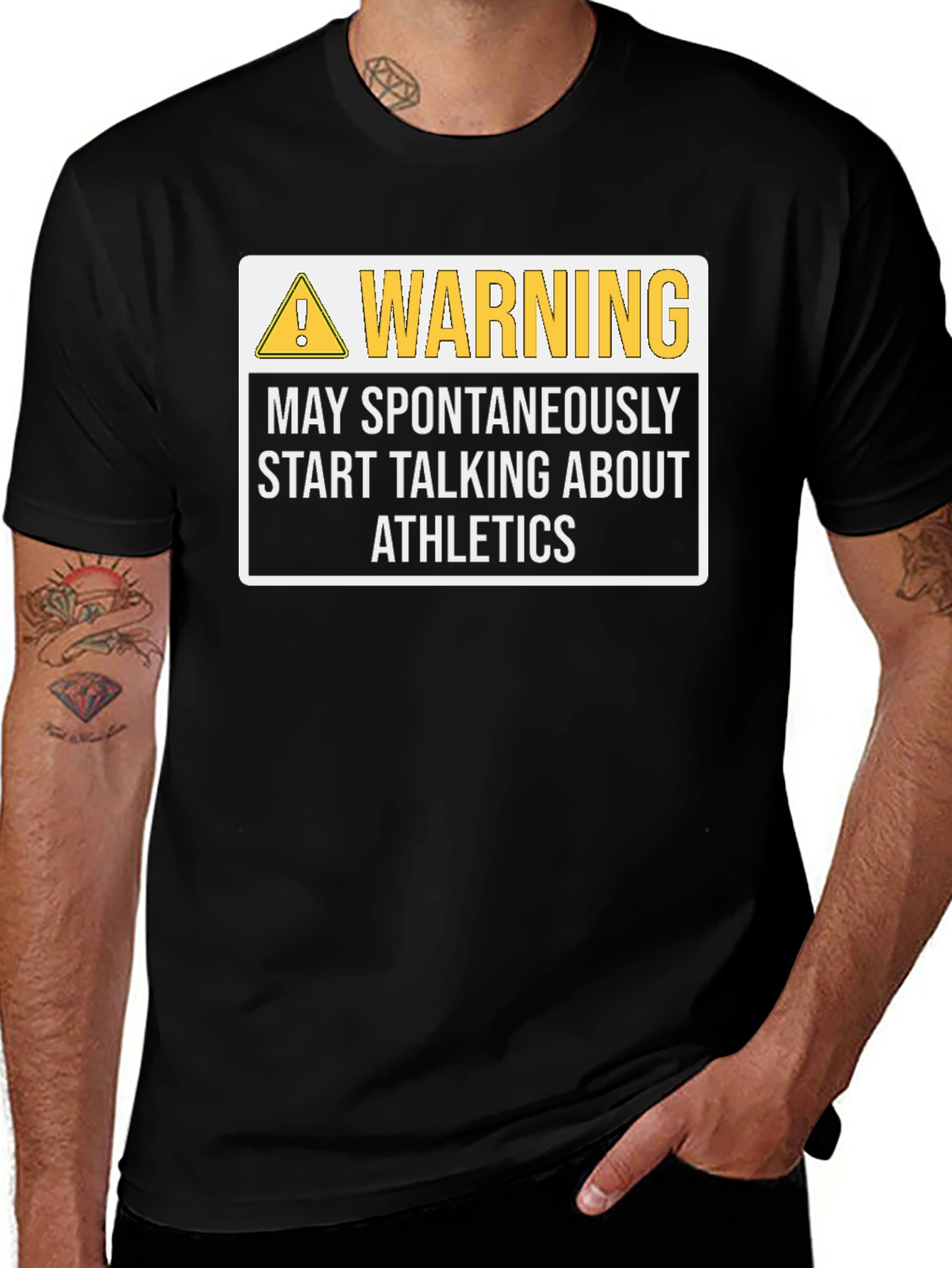Variant 29 of Warning May Spontaneously Start Talking About Athletics T-Shirt