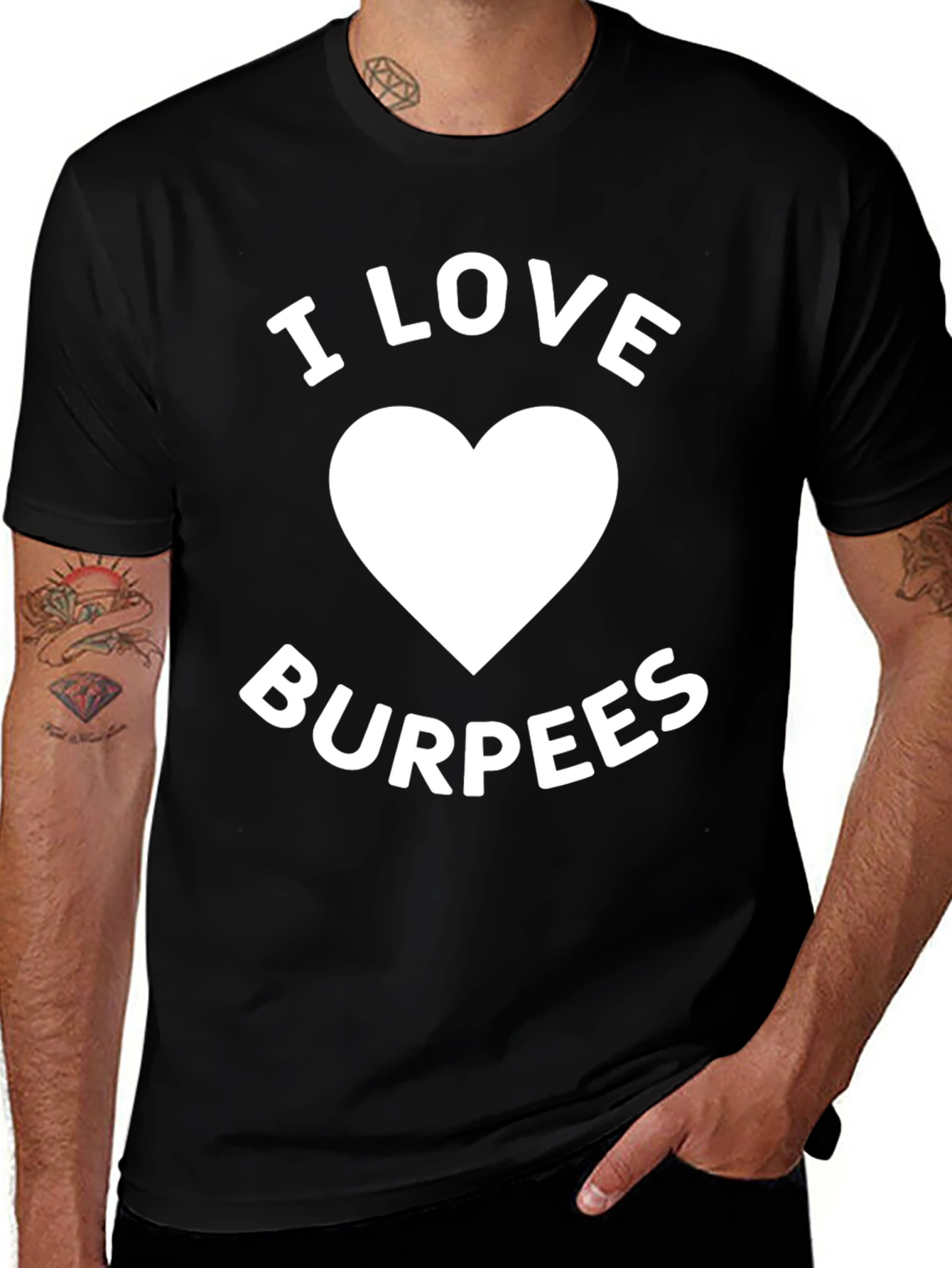 Variant 30 of I Love Burpees Graphic T-Shirt - Workout Apparel