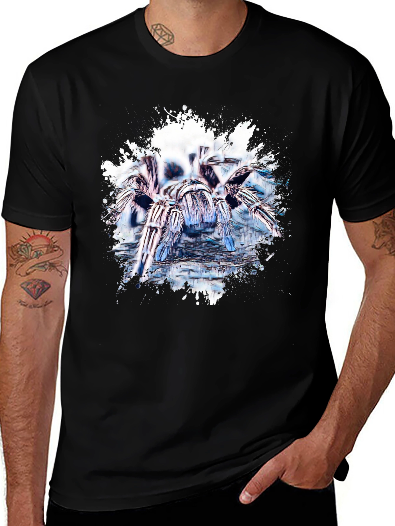 Variant 5 of Tarantula Graphic Print Black T-Shirt