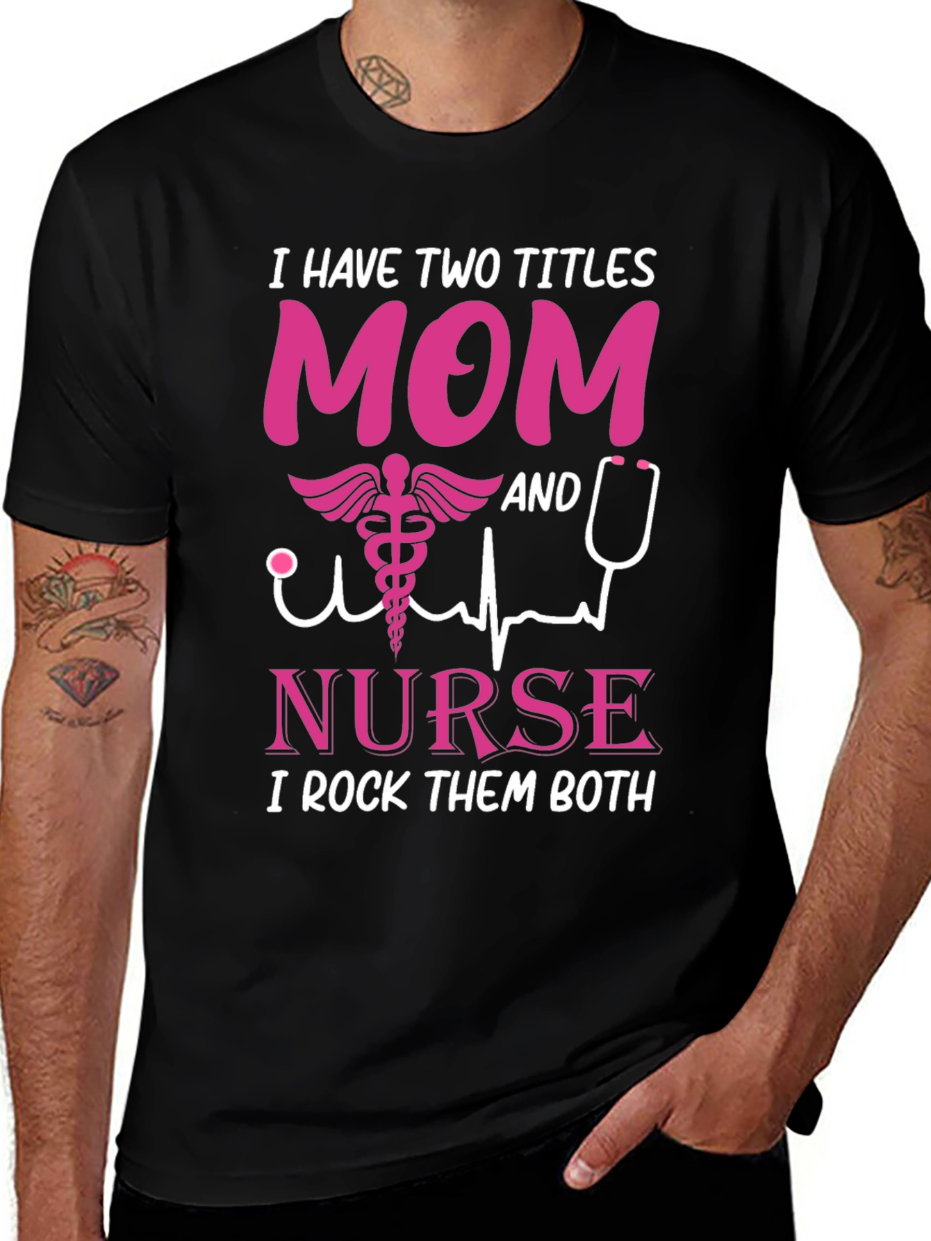 Variant 11 of Mom and Nurse T-Shirt - I Rock Them Both!