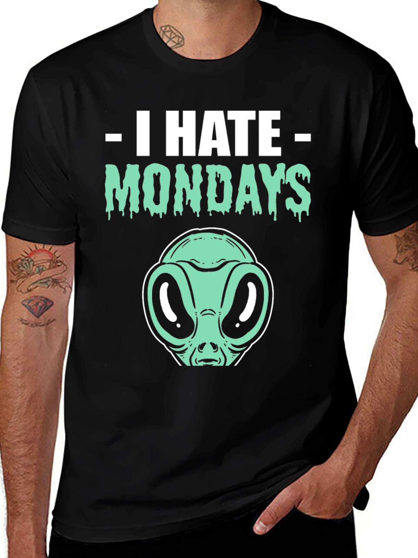 Variant 4 of I Hate Mondays Alien T-Shirt - Funny Graphic Tee