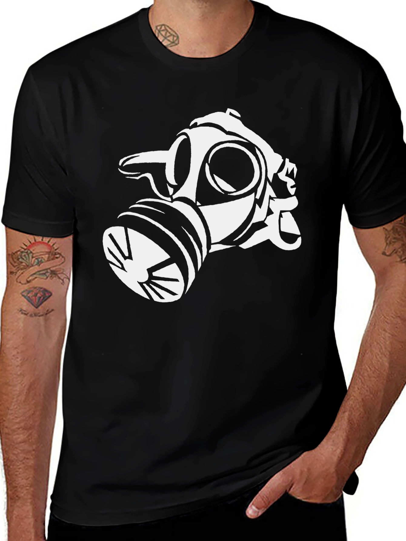 Variant 30 of Gas Mask Graphic Tee - Black Cotton T-Shirt