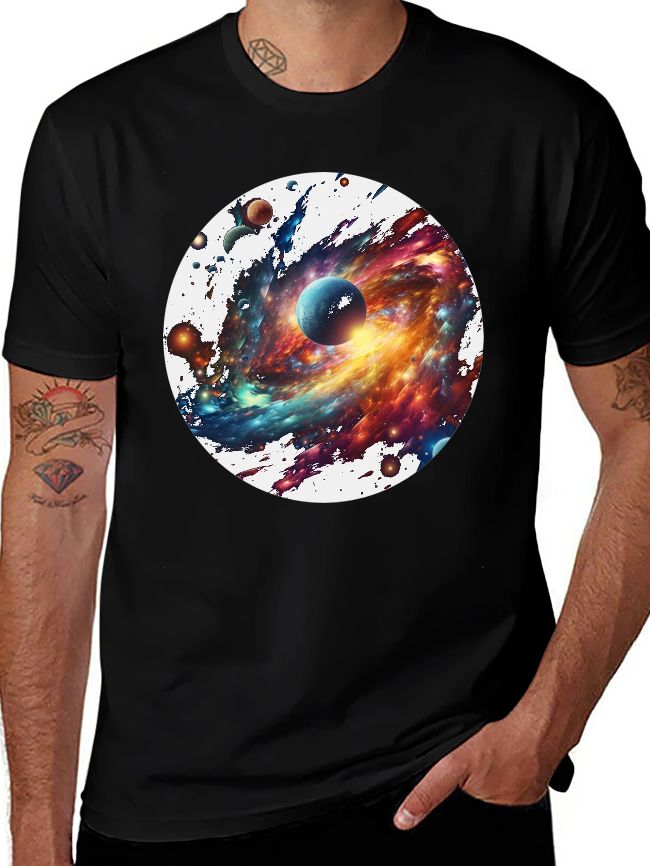 Black Galaxy Blast T-Shirt - Space Print Tee main image