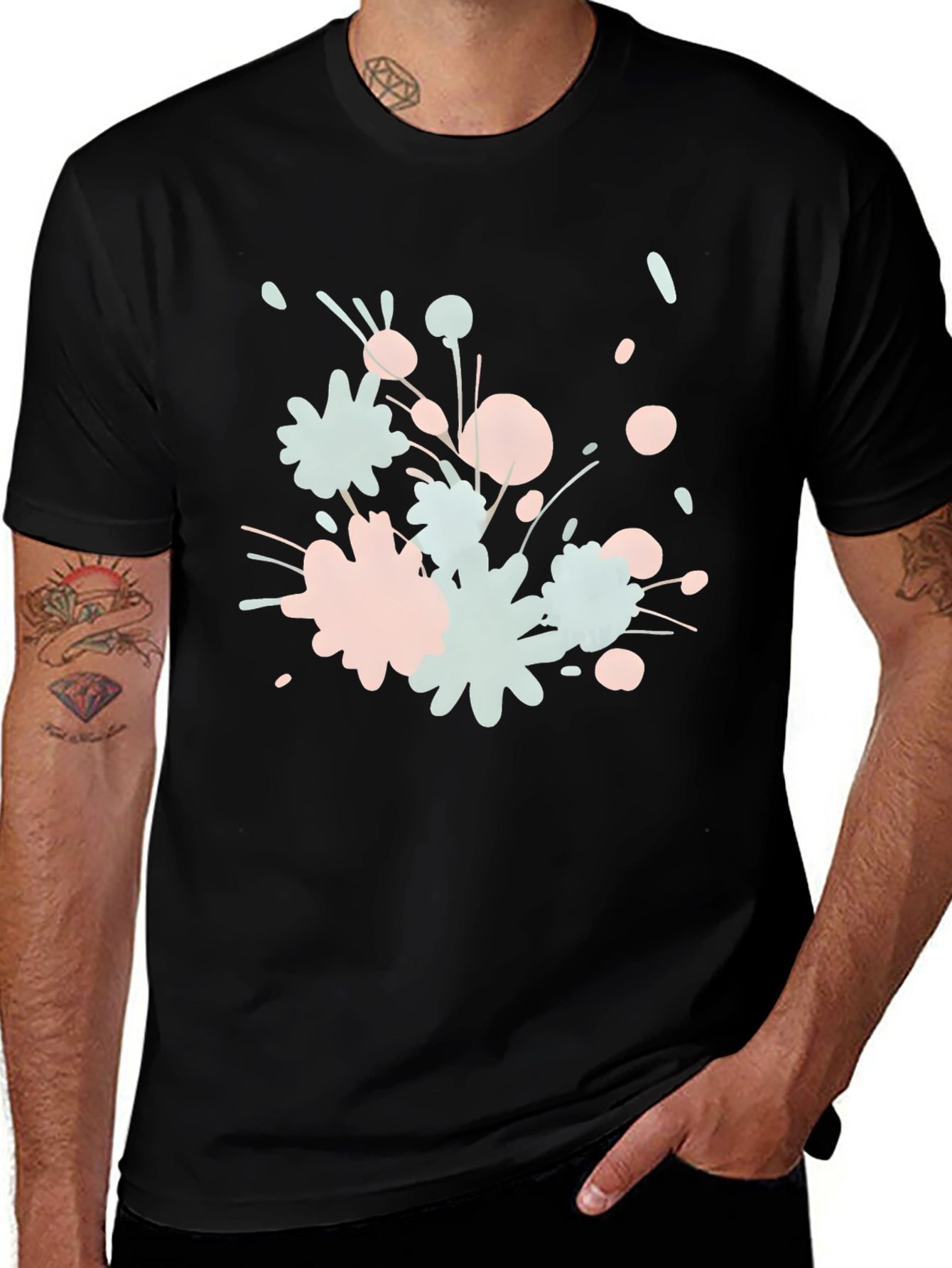 Variant 30 of Abstract Floral Print Black T-Shirt