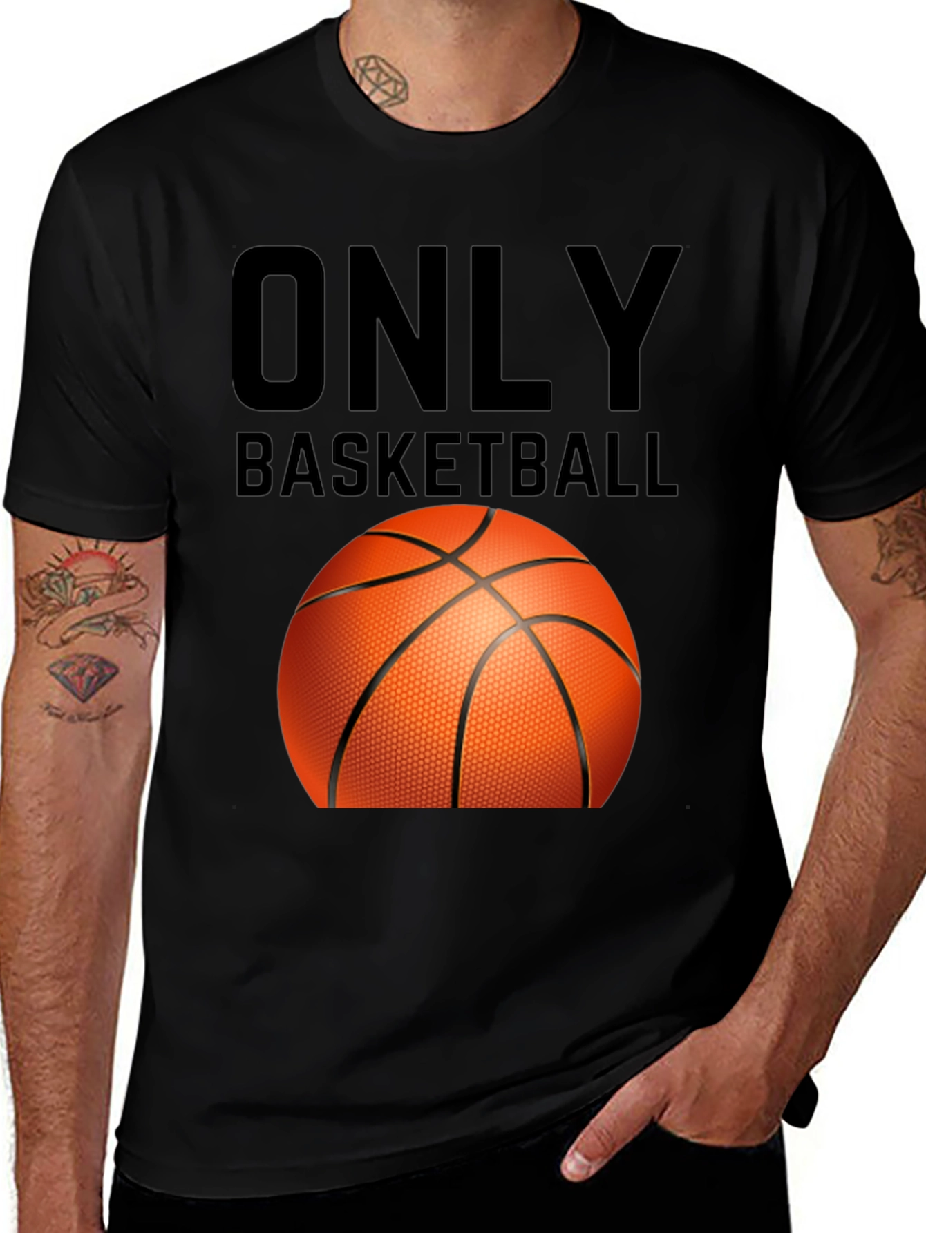 Variant 30 of Only Basketball Graphic Tee - Black Cotton T-Shirt