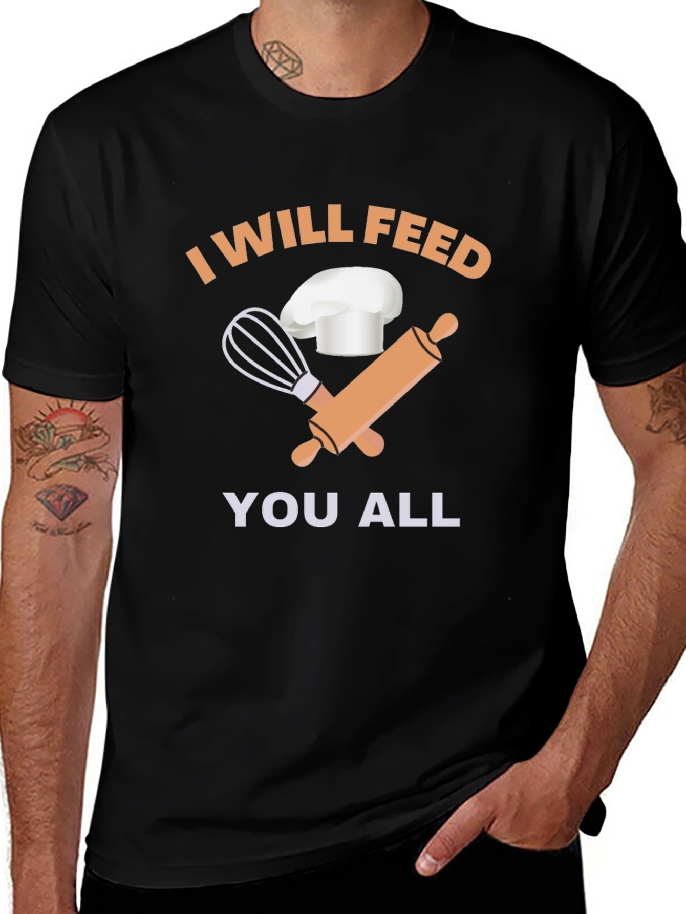Black I Will Feed You All Chef T-Shirt main image