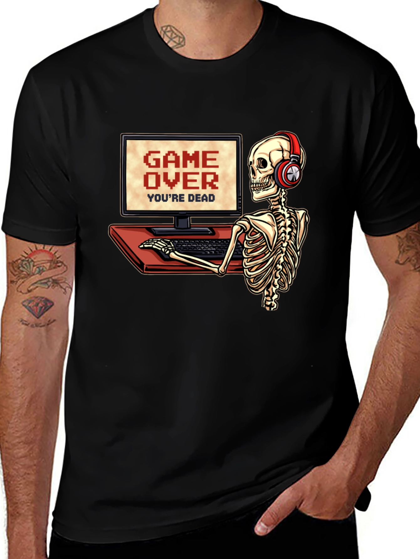 Variant 28 of Game Over Skeleton Gamer T-Shirt