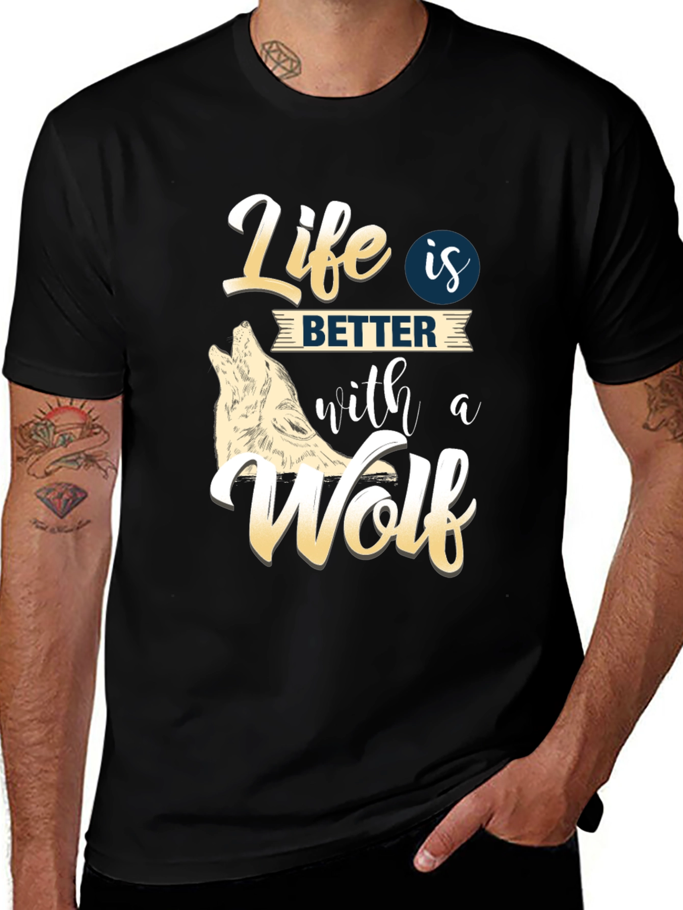 Variant 22 of Life is Better With A Wolf Graphic T-Shirt