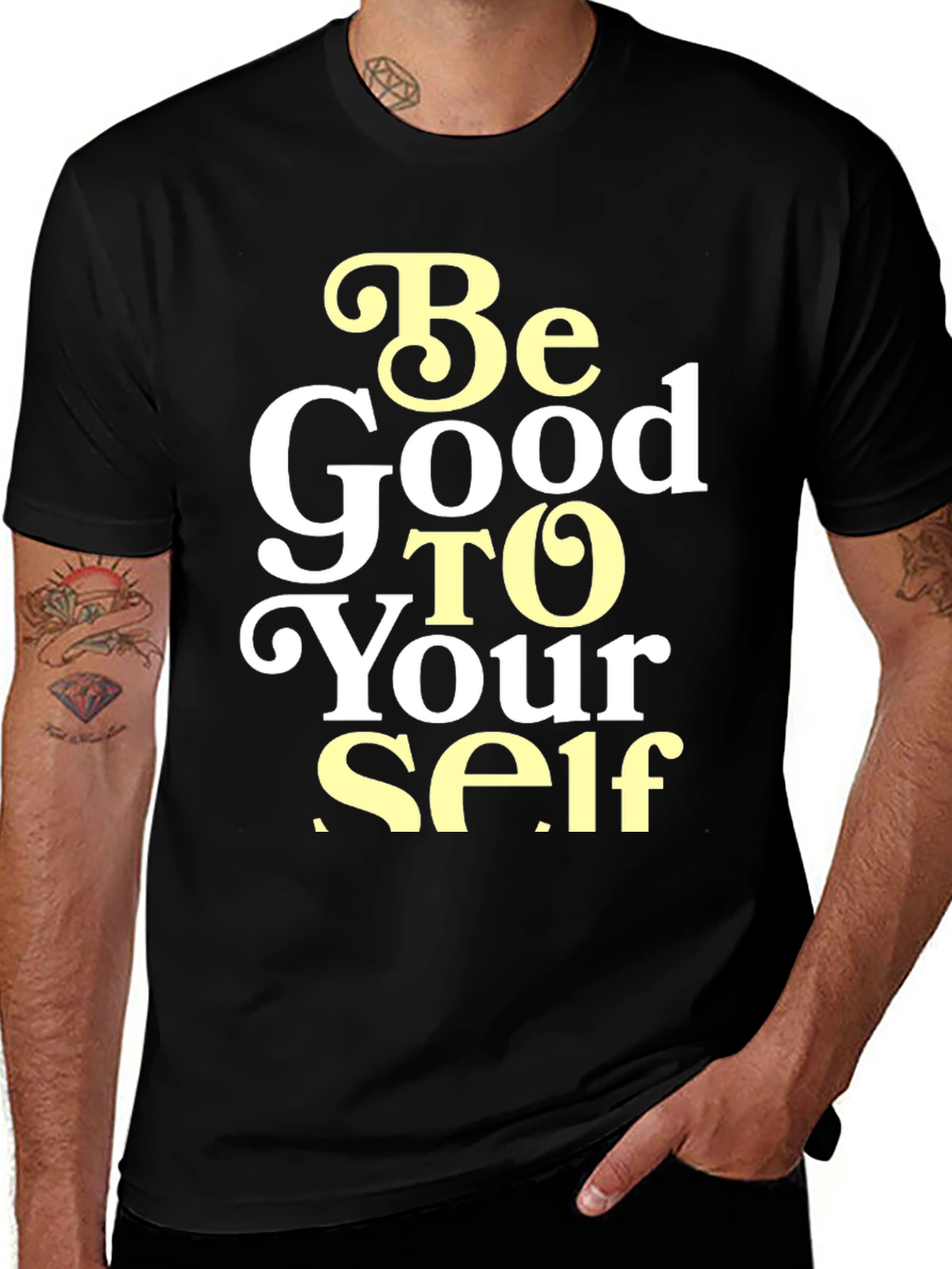Variant 29 of Be Good to Yourself Graphic Tee - Stylish Black T-Shirt