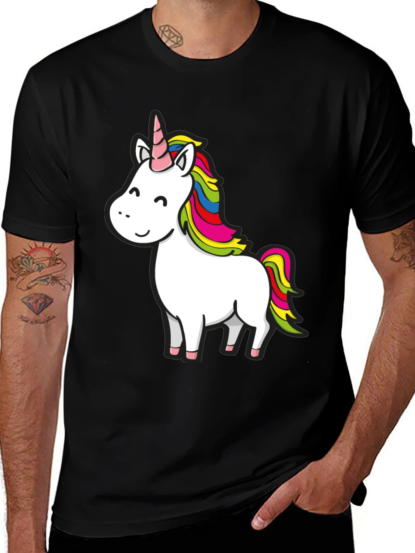 Variant 16 of Unicorn Graphic T-Shirt - Black Cotton Tee