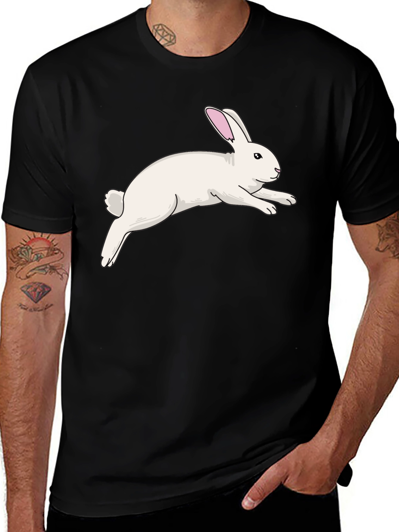 Variant 27 of Rabbit Graphic Tee - Men's Black T-Shirt
