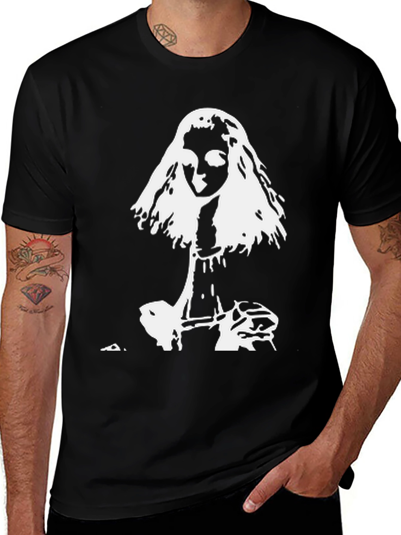 Variant 21 of White Graphic Print Black T-Shirt