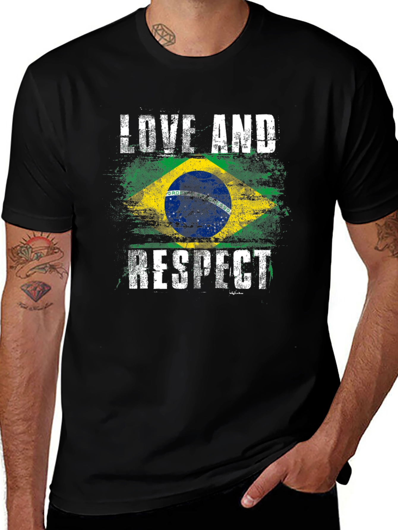 Variant 16 of Brazil Flag Love and Respect T-Shirt