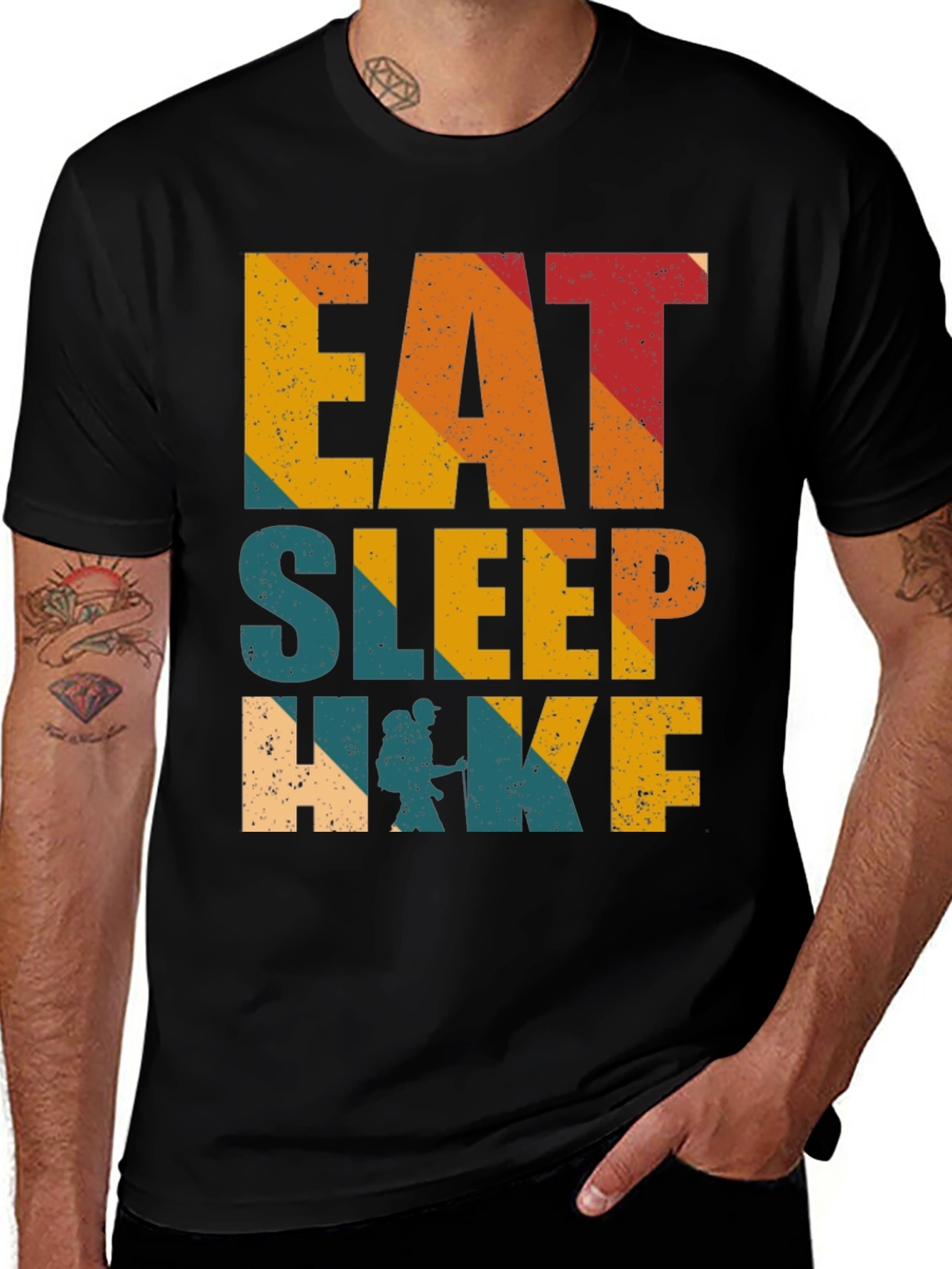 Variant 12 of Eat Sleep Hike T-Shirt - Retro Style