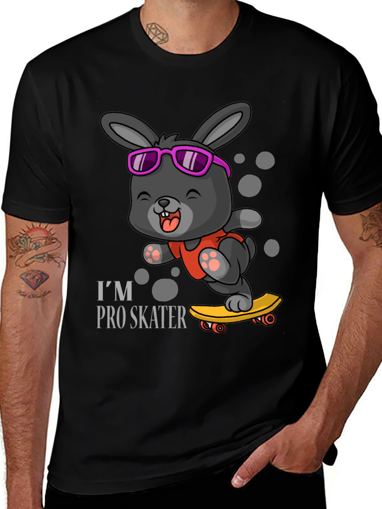 Variant 28 of Pro Skater Bunny T-Shirt - Cute Cartoon Animal Tee