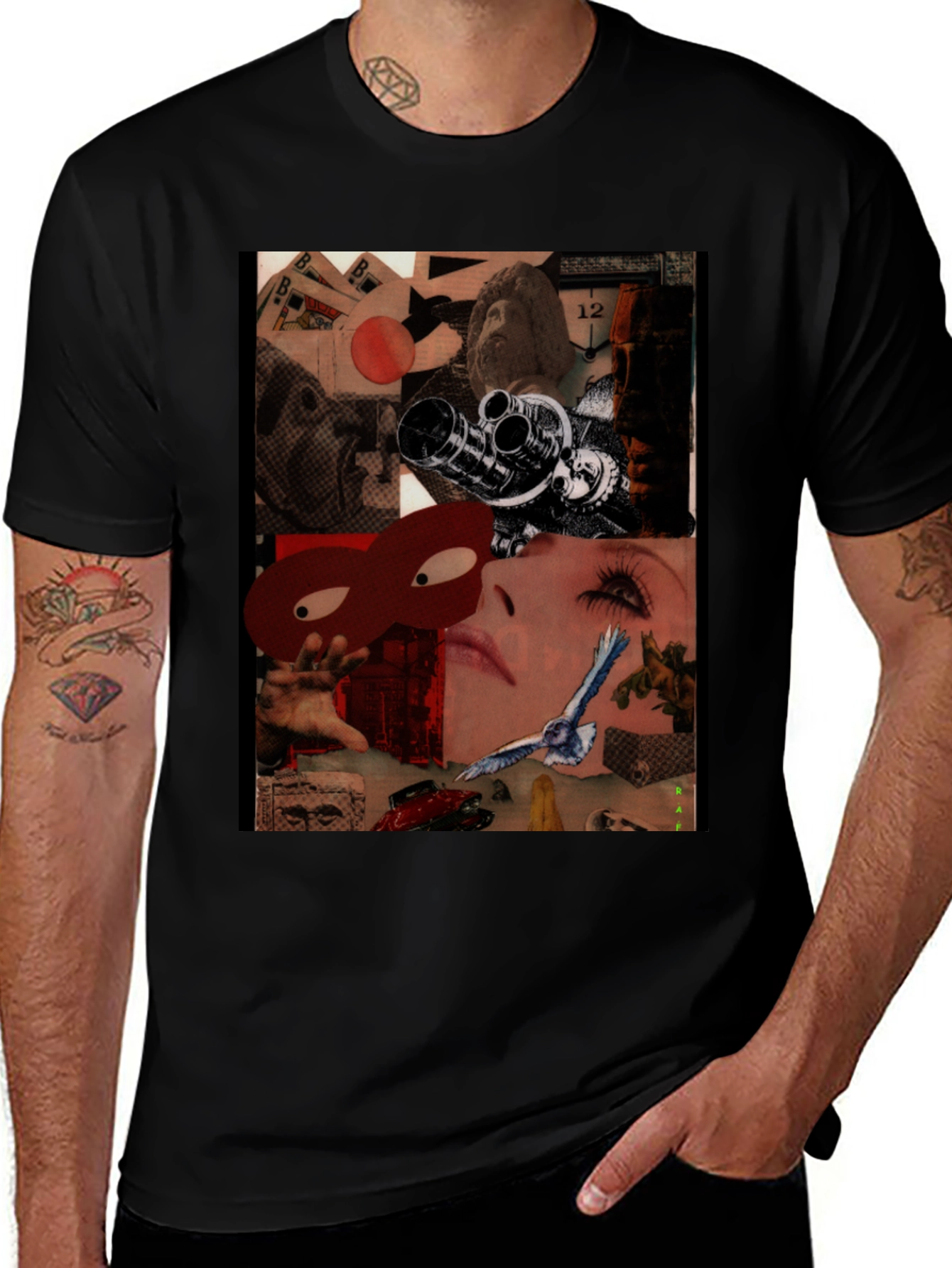 Variant 6 of Surrealist Collage Print Black T-Shirt