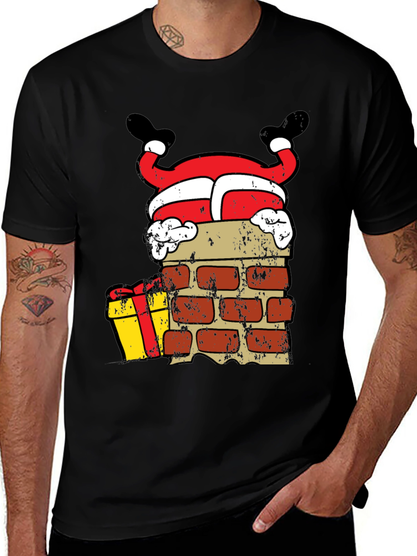Funny Santa Stuck in Chimney Christmas T-Shirt