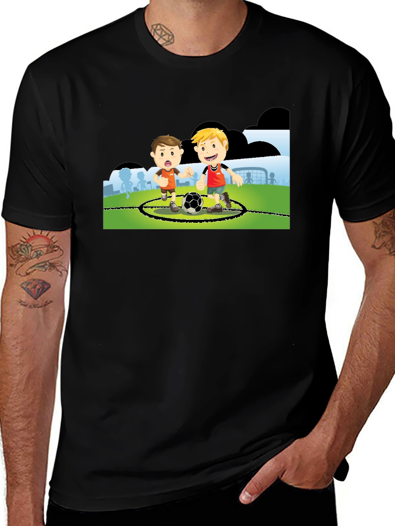 Variant 23 of Boys Soccer Cartoon Black T-Shirt