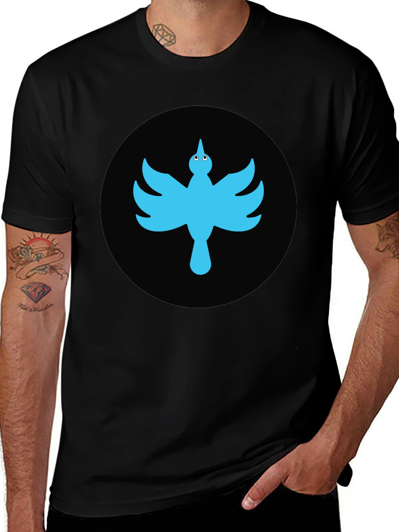 Variant 13 of Blue Bird Graphic Black T-Shirt