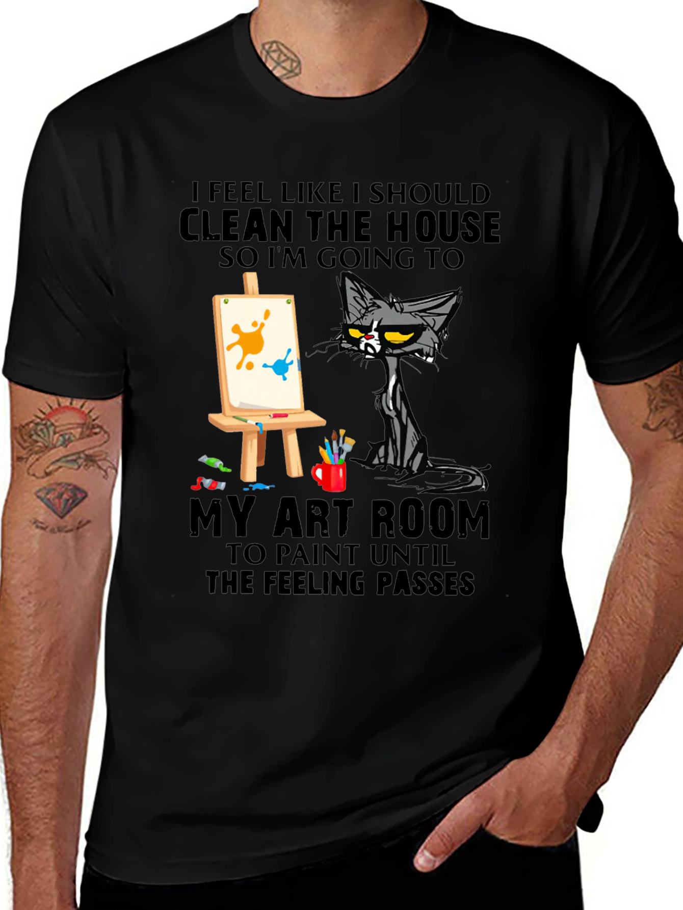 Variant 24 of Funny Cat Art Room T-Shirt
