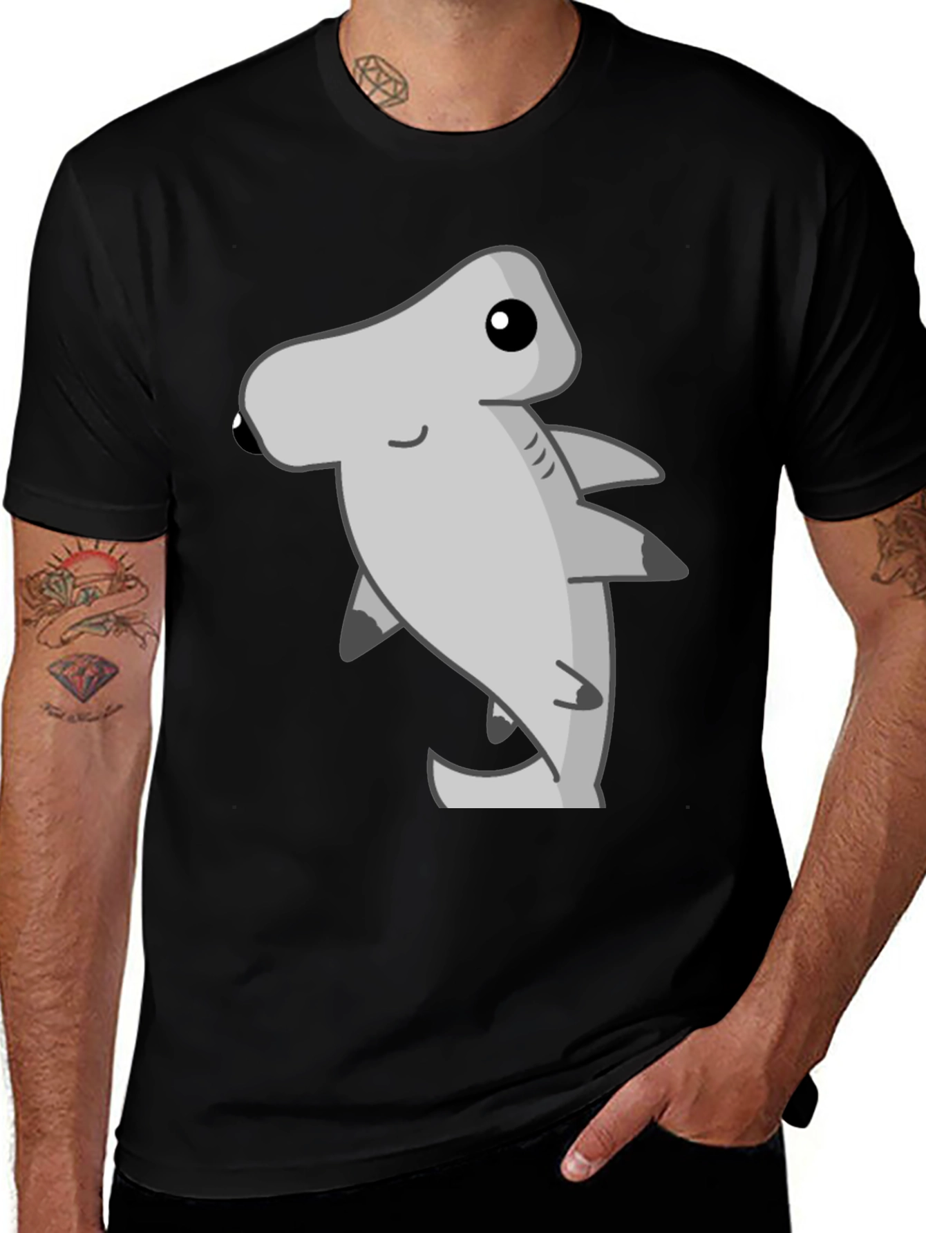 Variant 13 of Hammerhead Shark Cartoon Graphic Tee