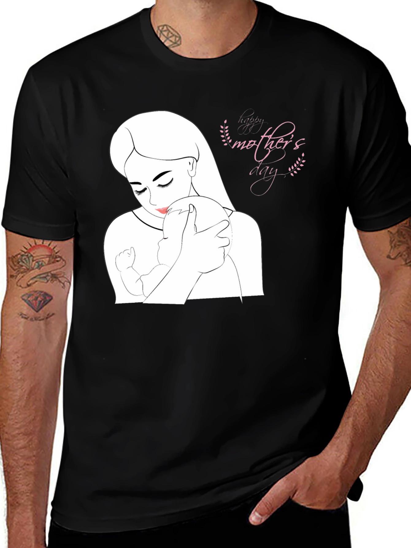 Mother's Day Black T-Shirt - Love & Family Design