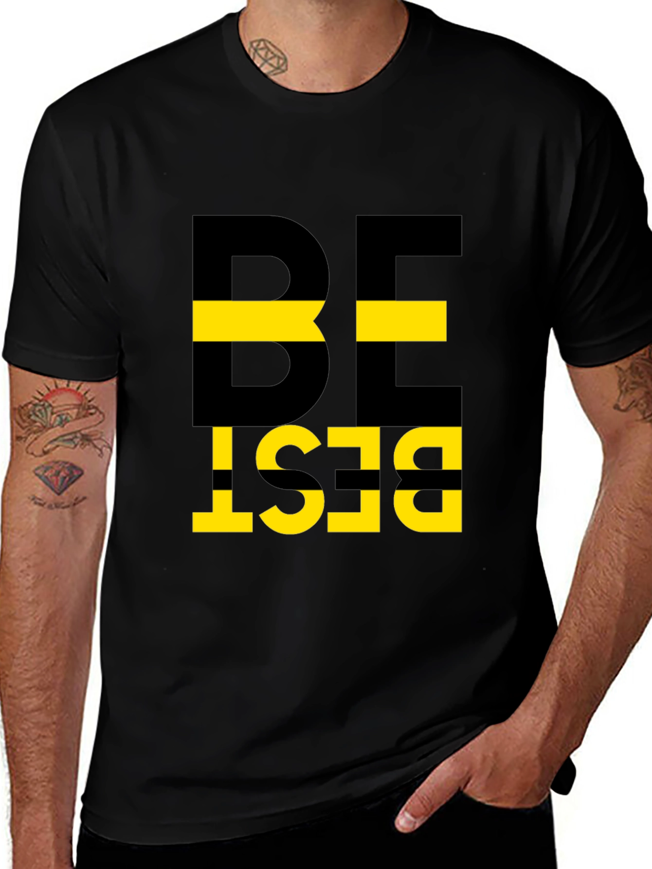 Variant 13 of Be Best Graphic Tee - Men's Black Cotton T-Shirt
