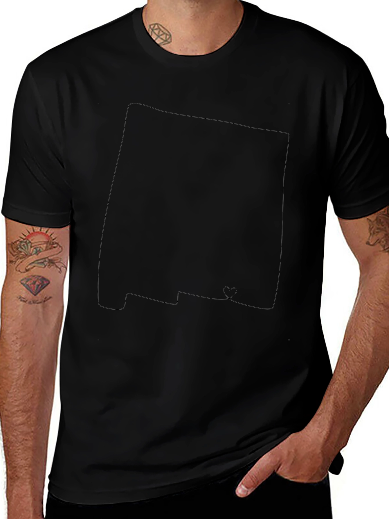 Variant 12 of New Mexico Outline Heart Graphic Tee - Black