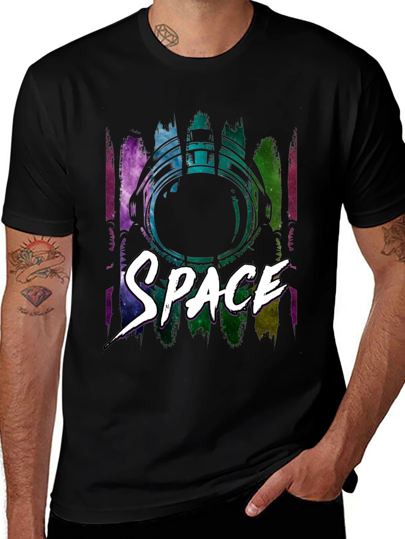 Variant 14 of Space Helmet Graphic Black T-Shirt