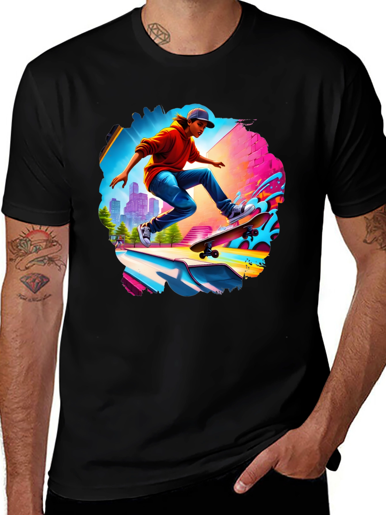 Variant 19 of Skateboarder Graphic Tee - Cool Urban Style