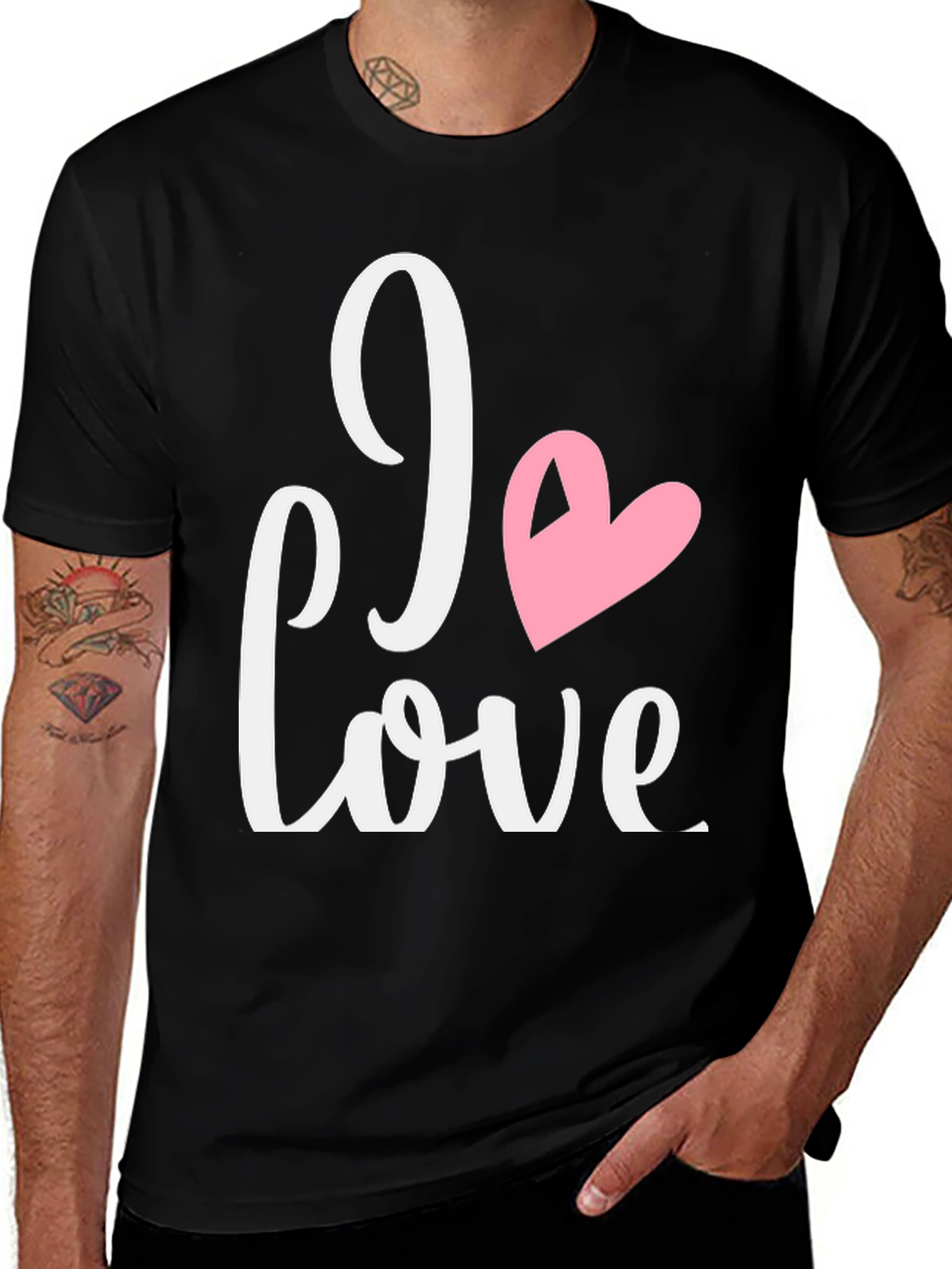 Variant 19 of I Love Heart Graphic Black T-Shirt