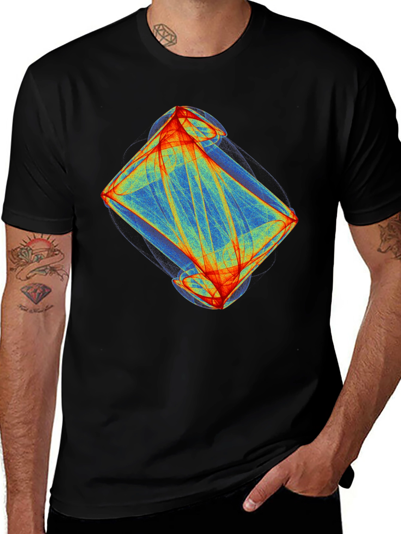 Variant 20 of Abstract Fractal Print Black T-Shirt