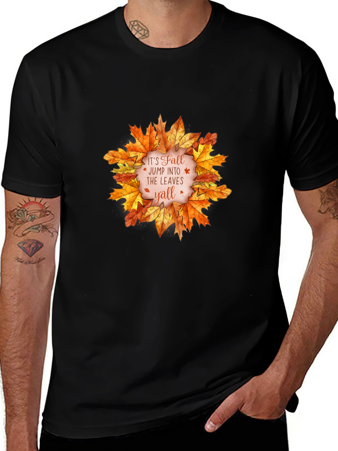Variant 23 of Fall Leaves T-Shirt - It's Fall Y'all!