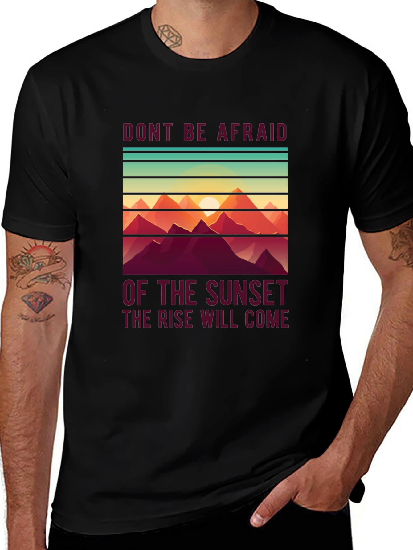 Variant 14 of Sunset Rise T-Shirt - Inspirational Design