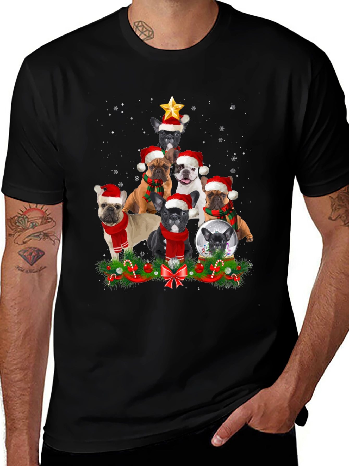 Festive French Bulldog Christmas Tree T-Shirt