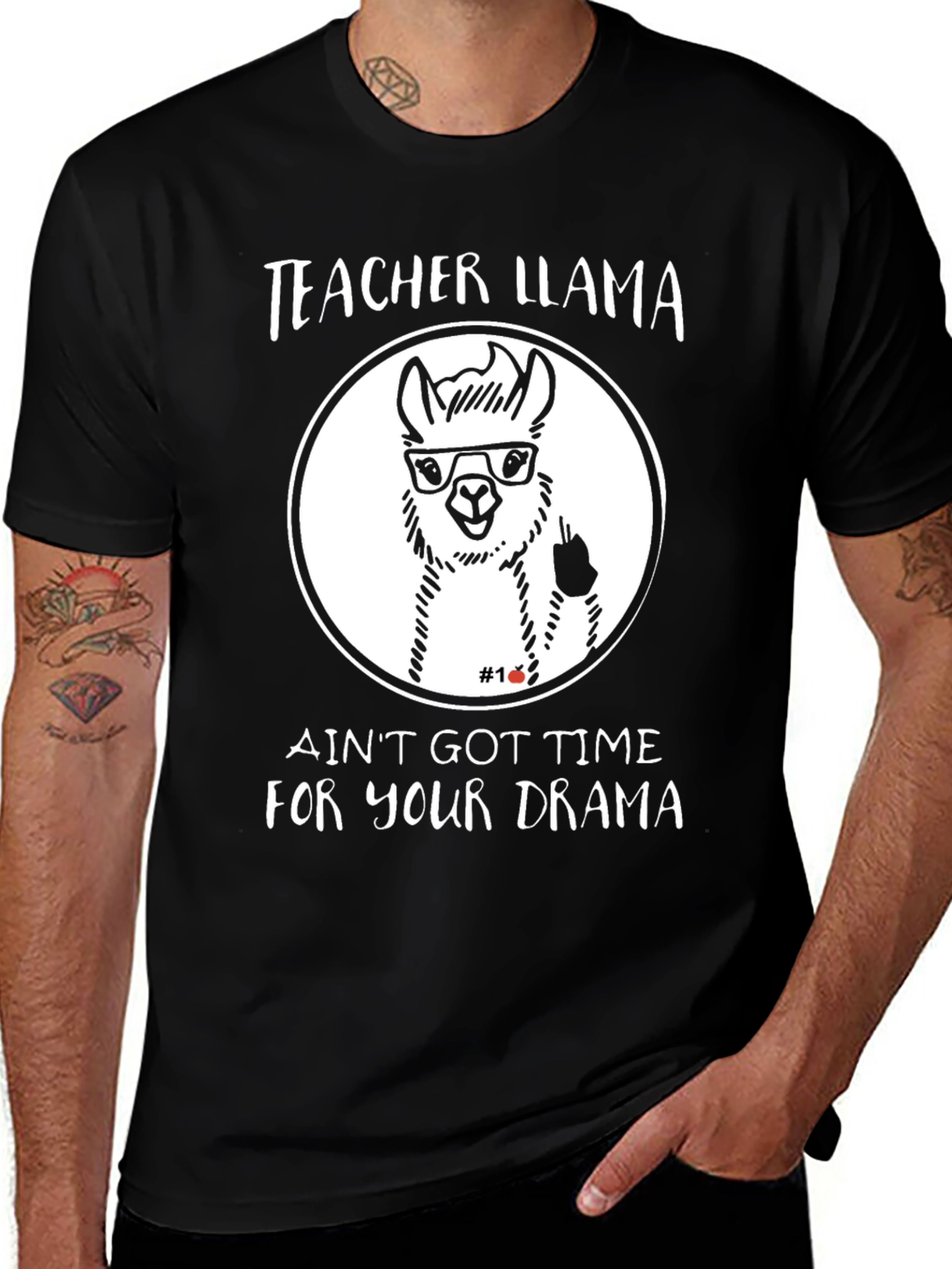 Variant 9 of Teacher Llama Black T-Shirt - Ain't Got Time For Your Drama