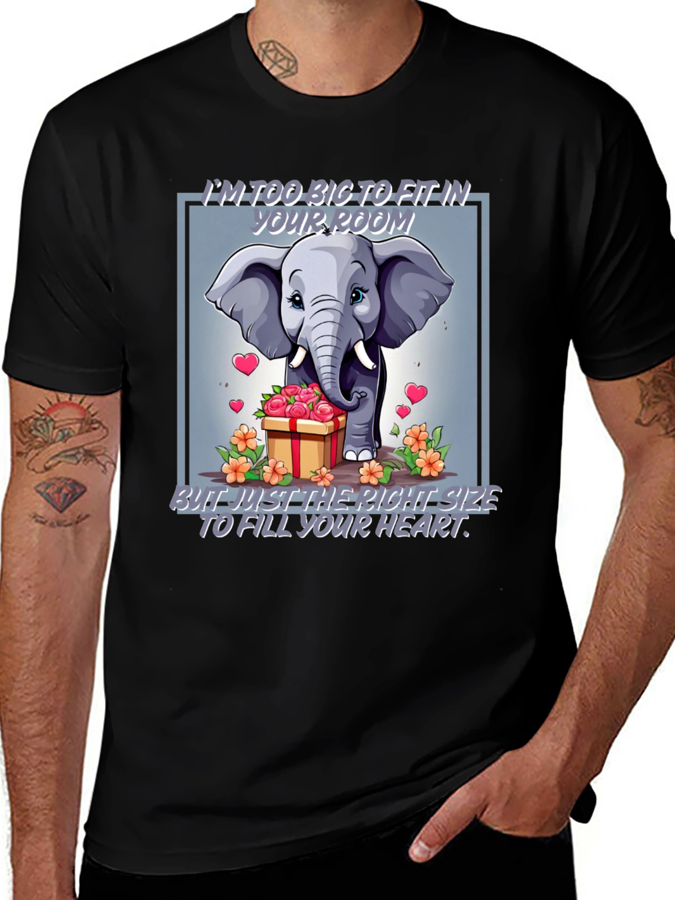 Variant 17 of Elephant Love T-Shirt - Heart Filling Design