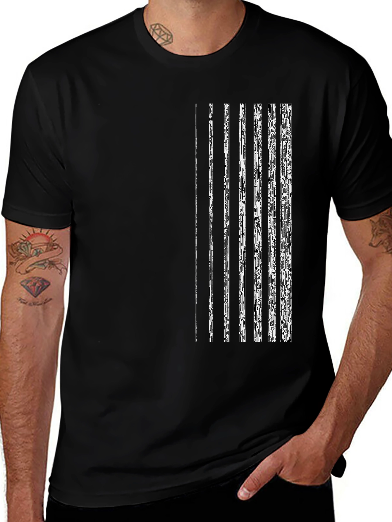 Variant 5 of Distressed Flag Graphic Black T-Shirt