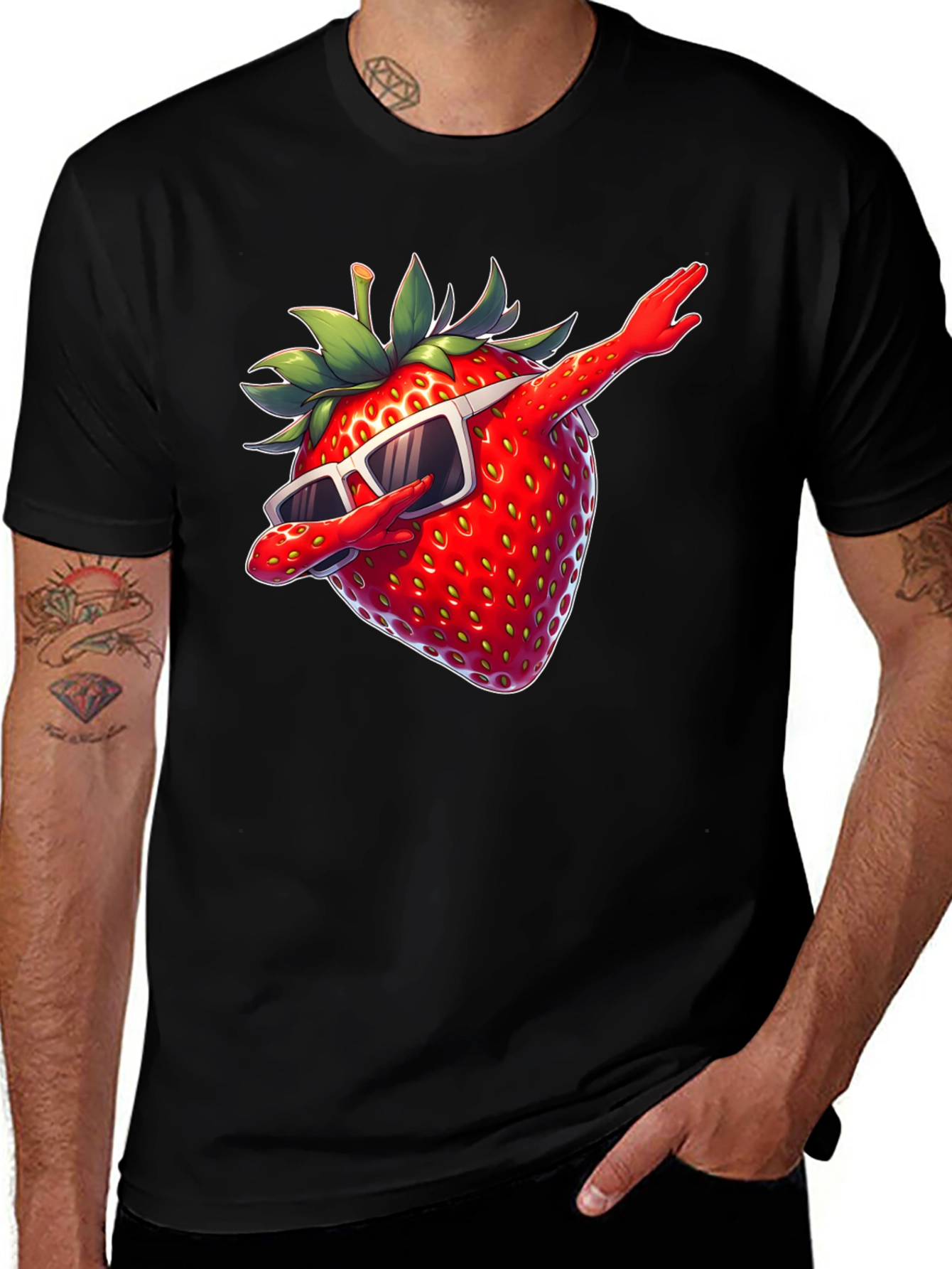 Variant 18 of Cool Strawberry Dab Black T-Shirt
