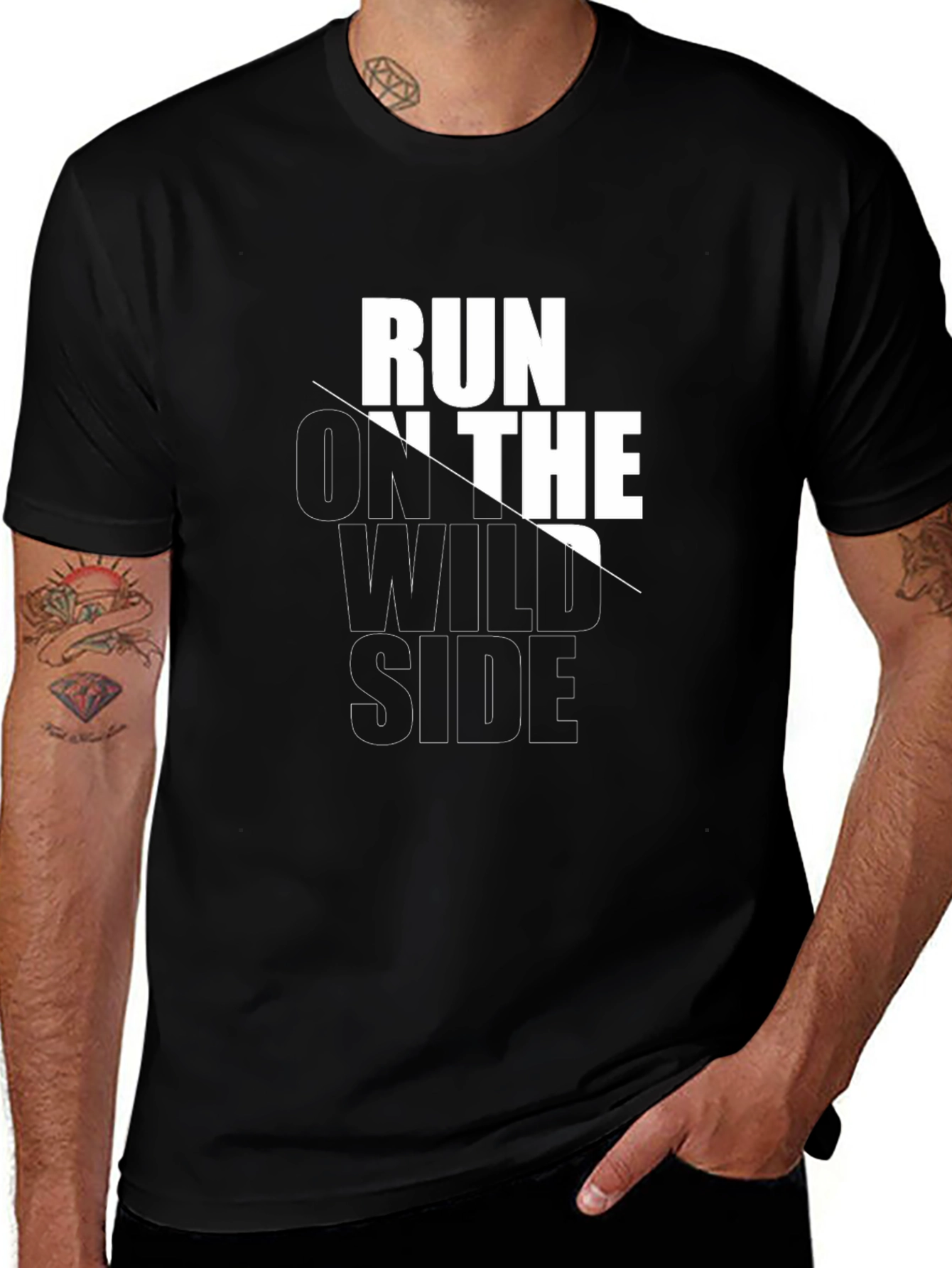 Variant 22 of Run On The Wild Side Graphic Black T-Shirt