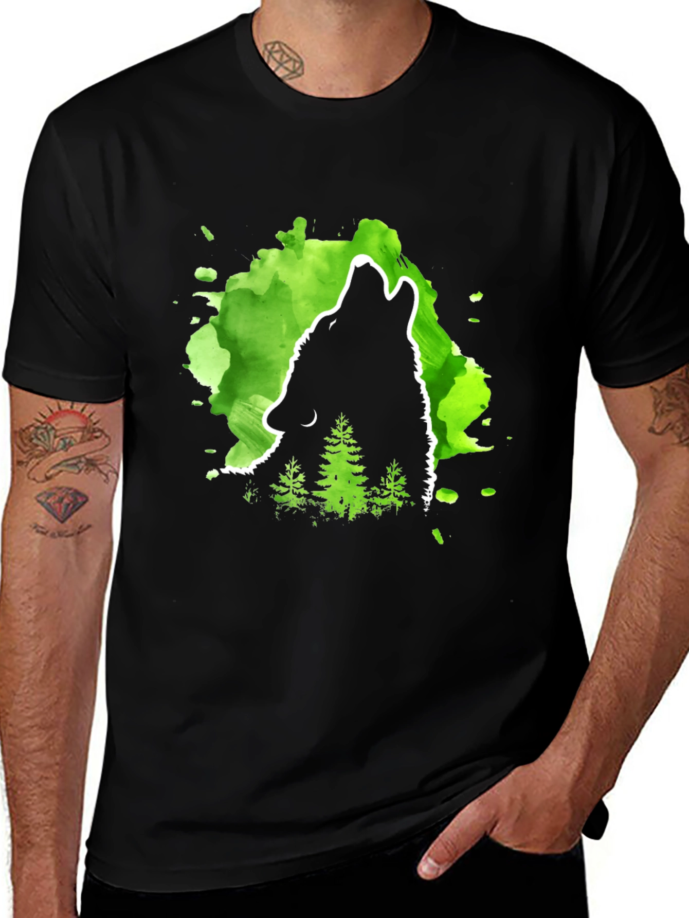 Variant 18 of Wolf Howling Moon T-Shirt - Nature Graphic Tee