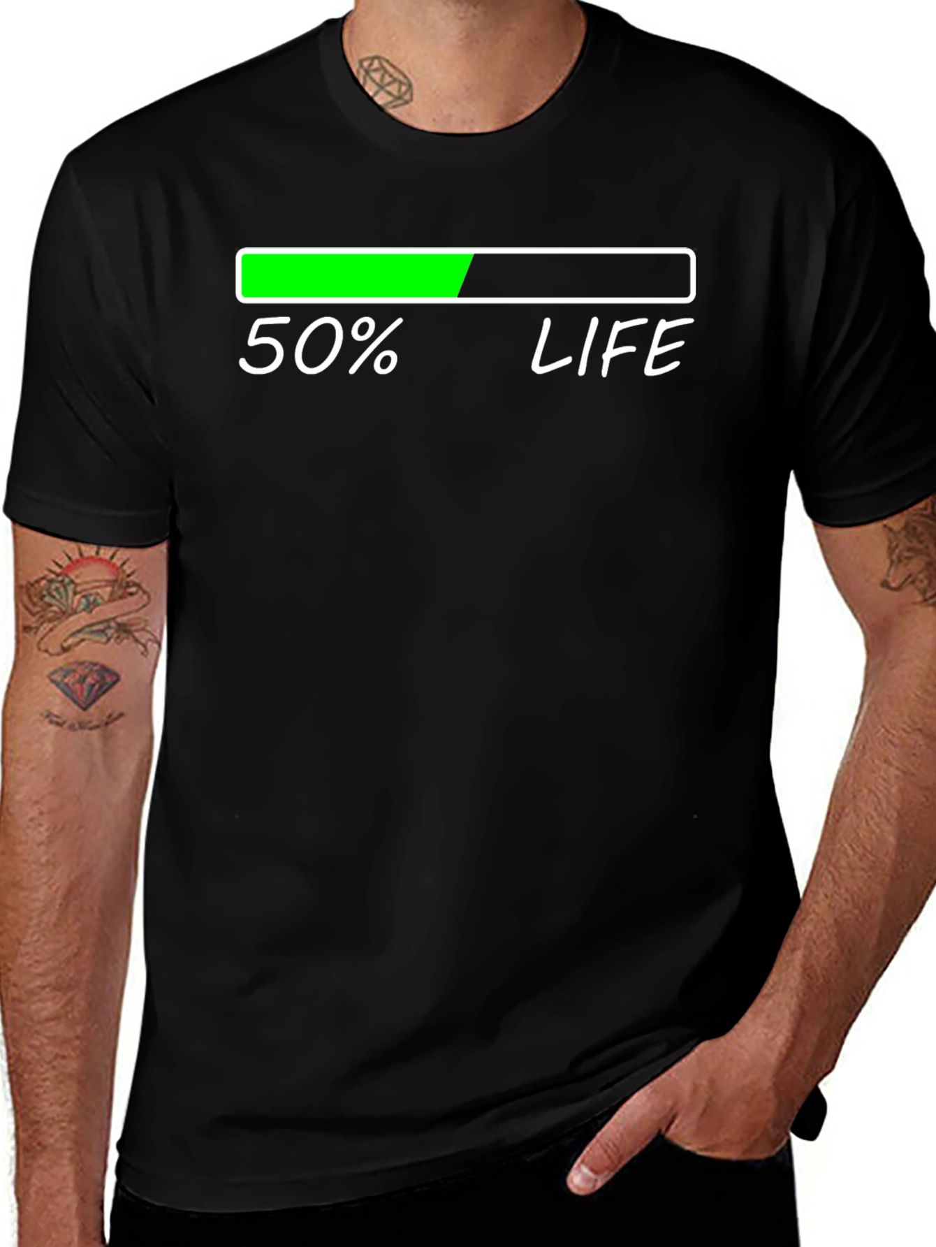 Variant 8 of 50% Life T-Shirt - Funny Novelty Tee for Humor Lovers